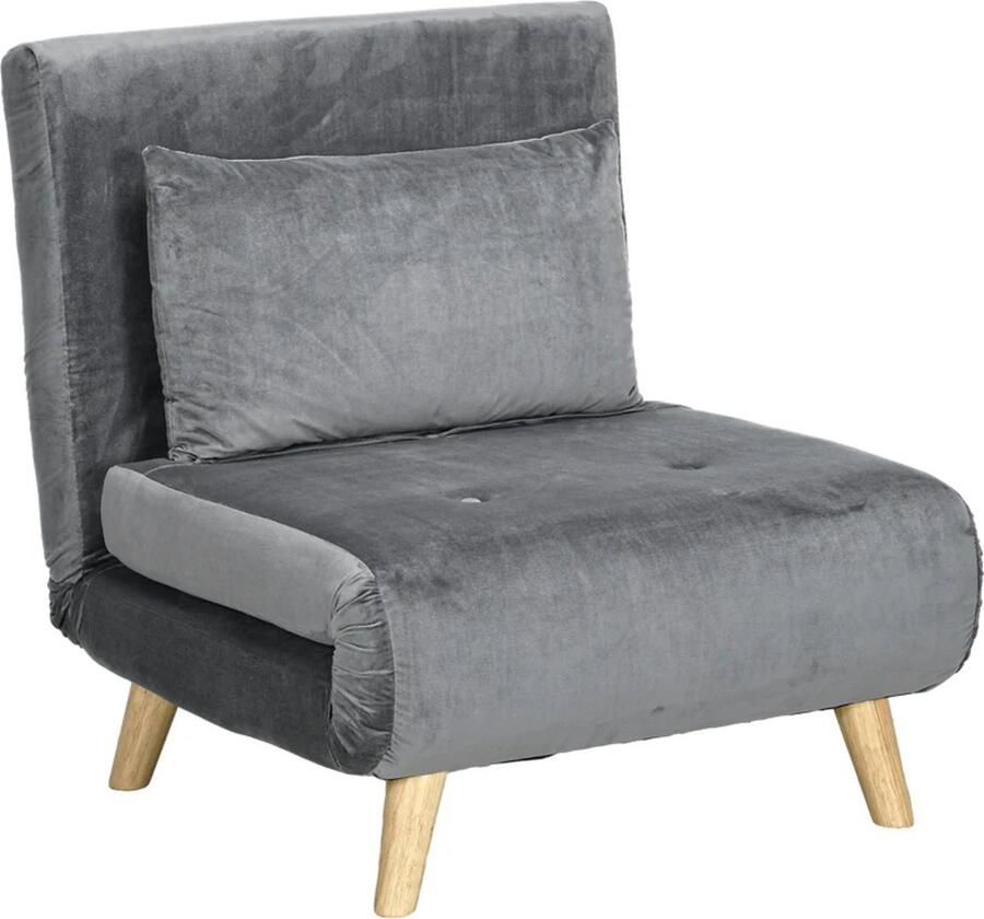 GranMaison Slaapstoel Uitklapbaar Slaapbank Logeerbed Zetelbed Slaapfauteuil Vouwbed 1 persoons Zeer comfortabel Grijs - Foto 3