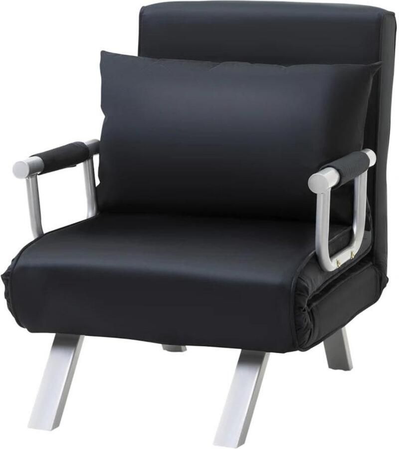 GranMaison Slaapstoel Uitklapbaar Slaapbank Logeerbed Zetelbed Slaapfauteuil Vouwbed 1 persoons Zeer comfortabel Zwart - Foto 2