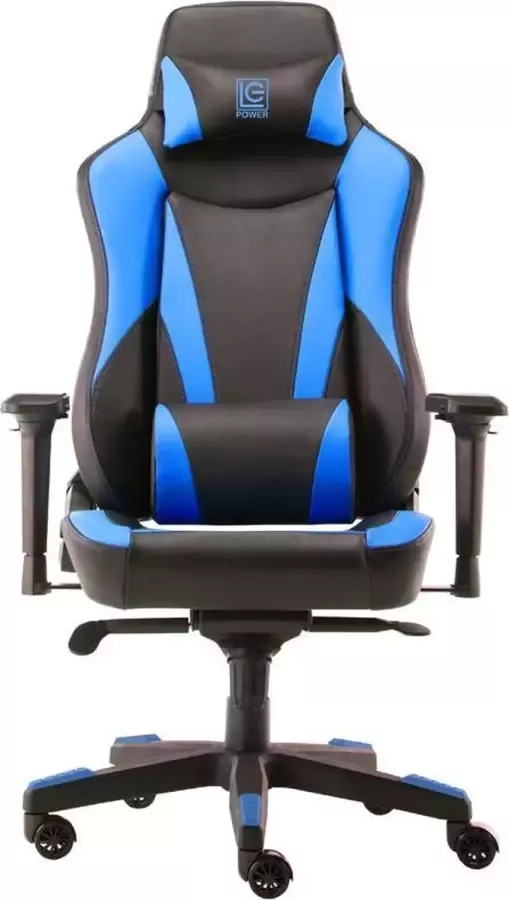 LC-Power Milo Game stoel Bureaustoel Gaming Stoel Verstelbare Armleuningen Stoel met Hoofdkussen Zwart met Blauw