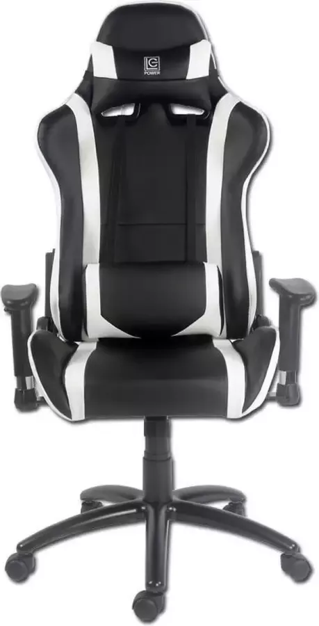 LC-Power Milo Gaming Stoel Gamestoel Bureaustoel voor Volwassenen Verstelbare Bureaustoel Hoofdkussen Zwart met Wit