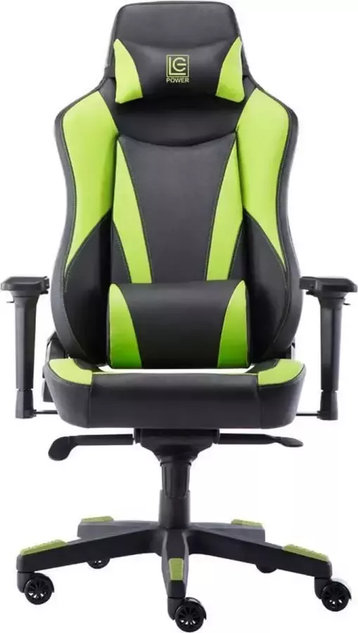 LC-Power Milo Viper Game stoel Bureaustoel Gaming Stoel Verstelbare Armleuningen Hoofdkussen Zwart met Groen