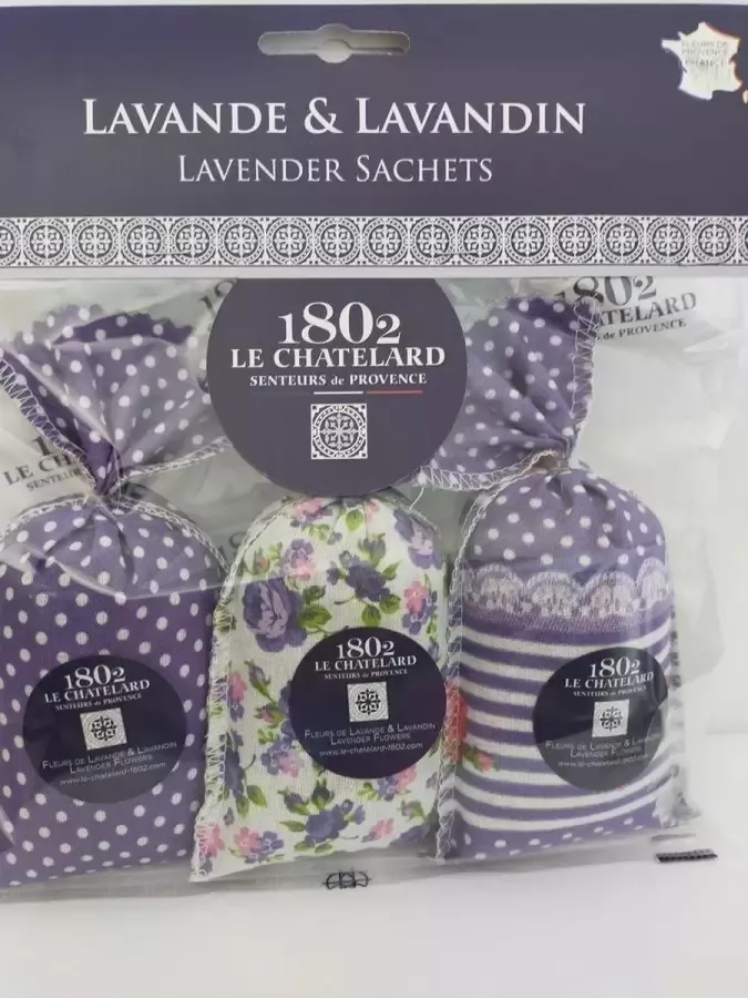 Le Chatelard 1802 Geurzakjes lavendel en lavandin Violet (3 x 18 gram) Geurzakje voor kledingkast