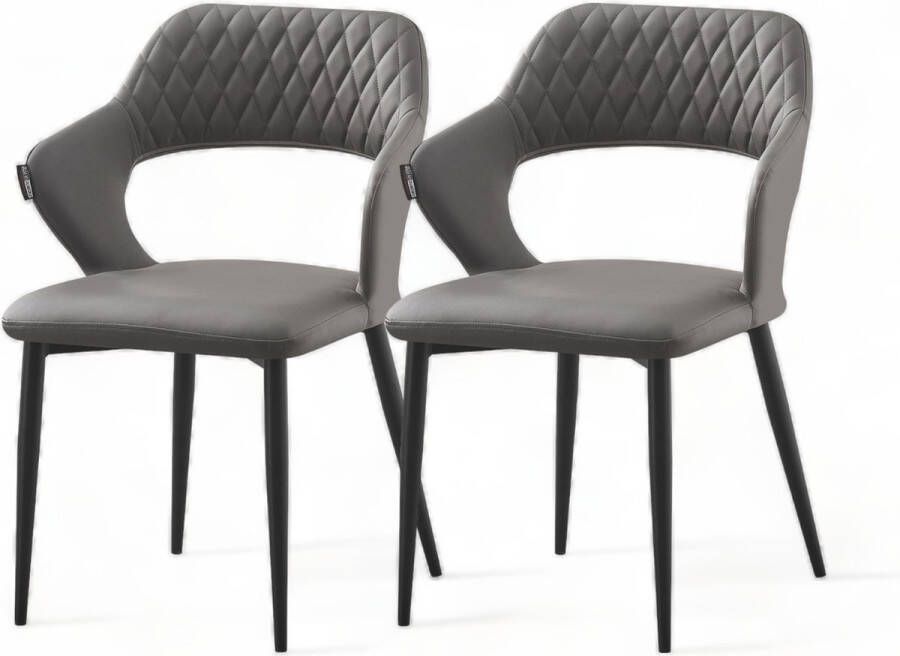 LE ROI DU MEUBLE A&Z FANCY Stoel Eetkamerstoelen Set van 2 grijs stoelen 46*46*63 cm Armleuning waterafstotend Kunstleer Grijs - Foto 2