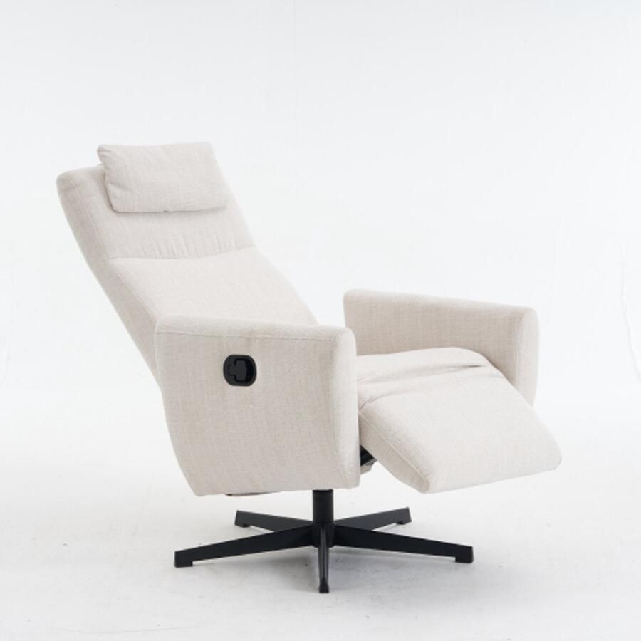 Learnlogic comfortabele relaxstoel met ligfunctie Chenille televisiestoel met voetsteun draaibaar vaste stoel & loungestoel voor woonkamer modern sofa beige