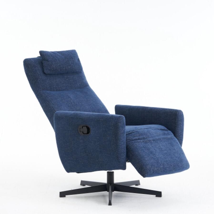 Learnlogic comfortabele relaxstoel met ligfunctie Chenille televisiestoel met voetsteun draaibaar vaste stoel & loungestoel voor woonkamer modern sofa blauw