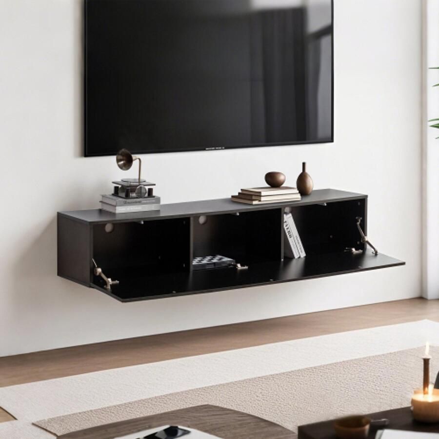 Learnlogic -kast hangende tv -kast lowboard televisiekast 160x30.5x34cm zwart