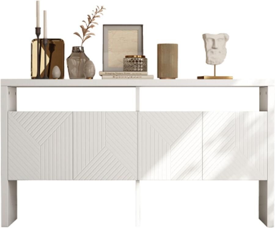 Learnlogic Ladekast dressoir gang met 2 open compartimenten en 4 deuren wit afmetingen: 140 x 75 x 35 cm (w x h x t)