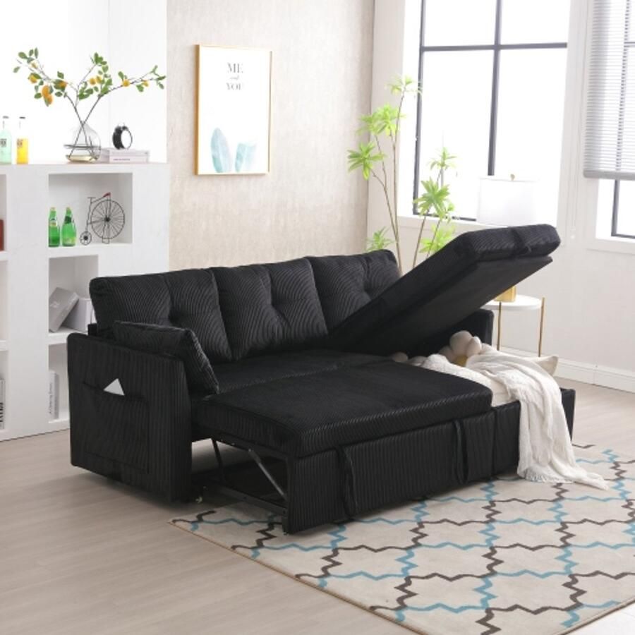 Learnlogic multifunctioneel sofa bed met opbergruimte en uittrekbaar bed wisselbare chaise longue sofa bed modulair L-vormige sofa modulair hoeksofa voor woonkamers