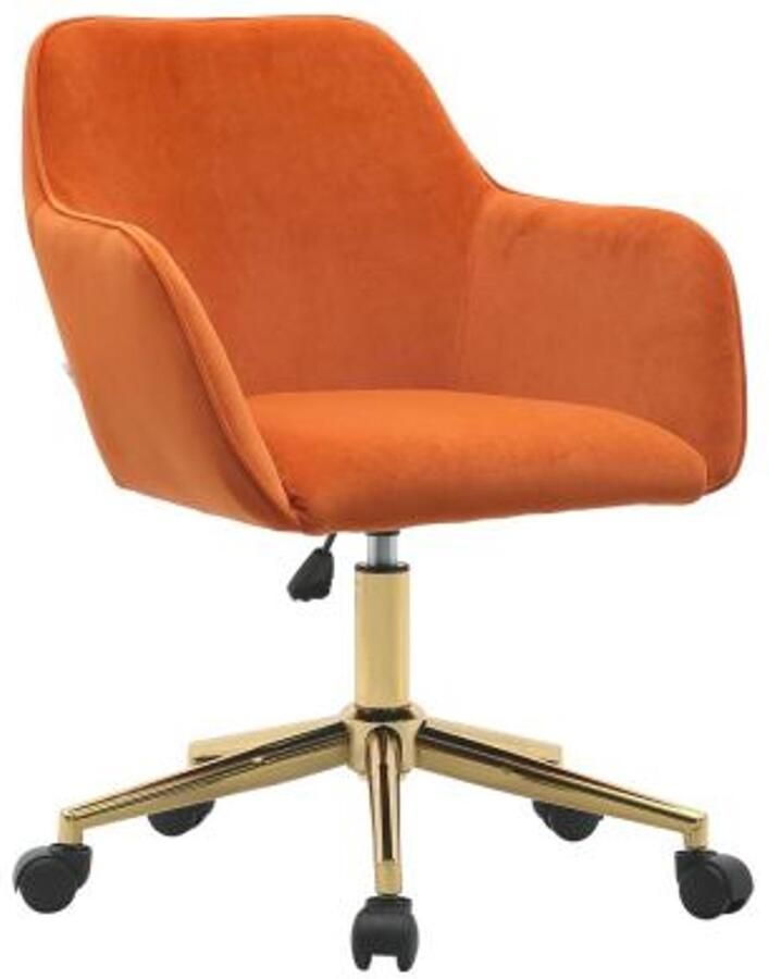 Learnlogic nieuw hoogteverstellbare bureaustoel van fluweel met gouden poten oranje