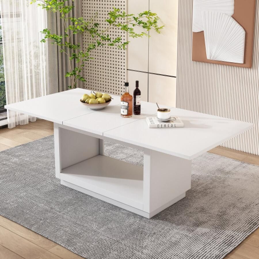 Learnlogic uitrekbaar eettafel vierkante eettafel salontafel lengte 140 180 x breedte 70 x hoogte 76 5 cm moderne eenvoudige eettafel wit
