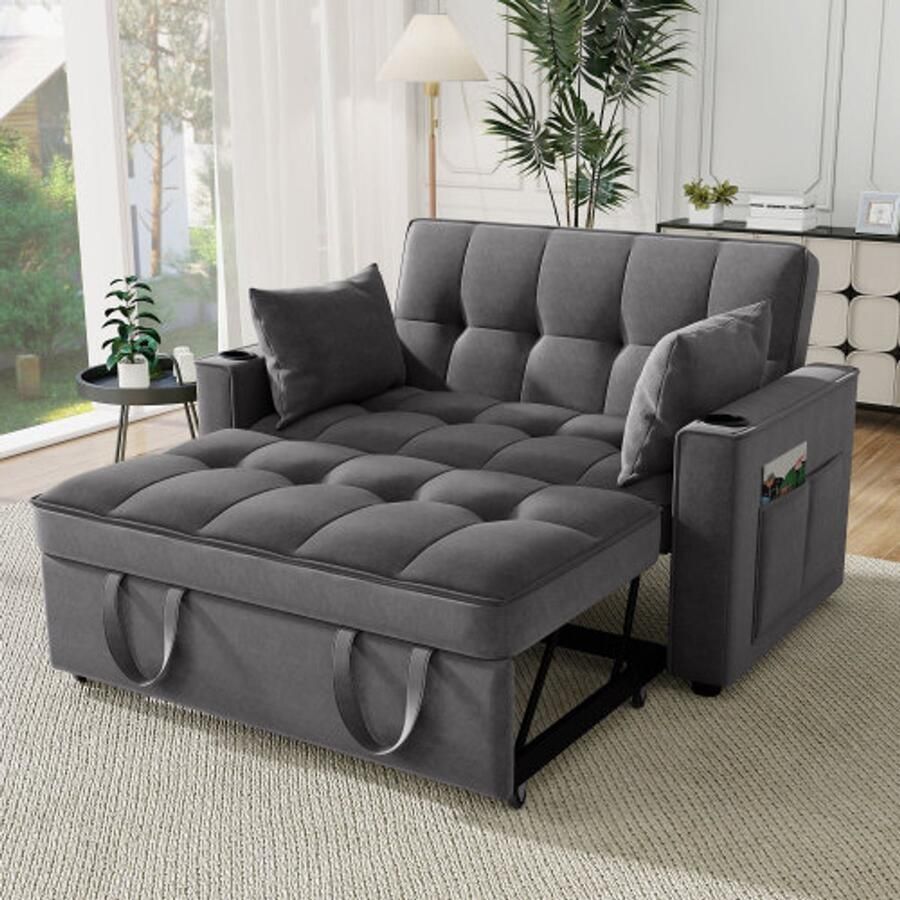 Learnlogic vouwbaar slaapsofa multifunctioneel sofa met slaapfunctie slaapsofa met drankhouder en kussens geschikt voor woonkamer slaapkamer homecinema appartement