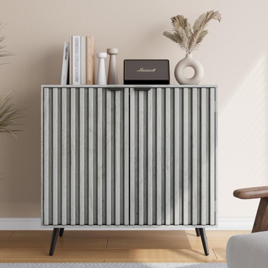 Learnlogic Zijkast met grijs ontwerp onafhankelijke grijze buffetkast met verstelbare plank houten opbergkast geschikt voor woonkamer gang ingang