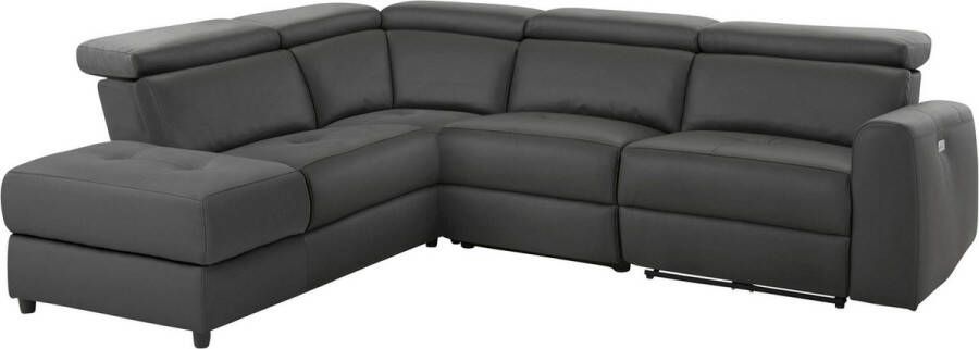 Leather PU Capena Loungebank 5-zits links elektrische functie grijs PU