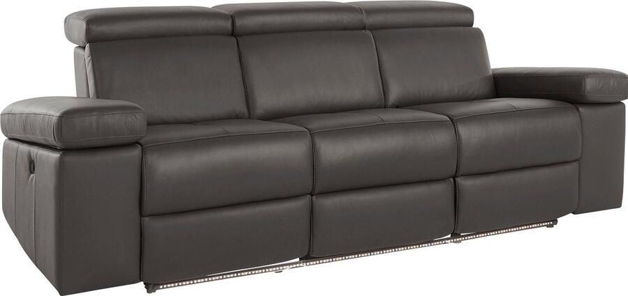 Leather PU Loft24 Rayland Sofa 3 zits met handbediening in bruin PU (98 x 211 x 99 cm)