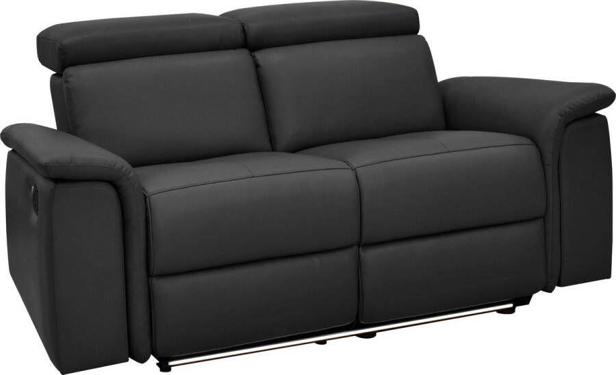 Leather PU Pareli Sofa 2 zits met handbediening in PU zwart leer