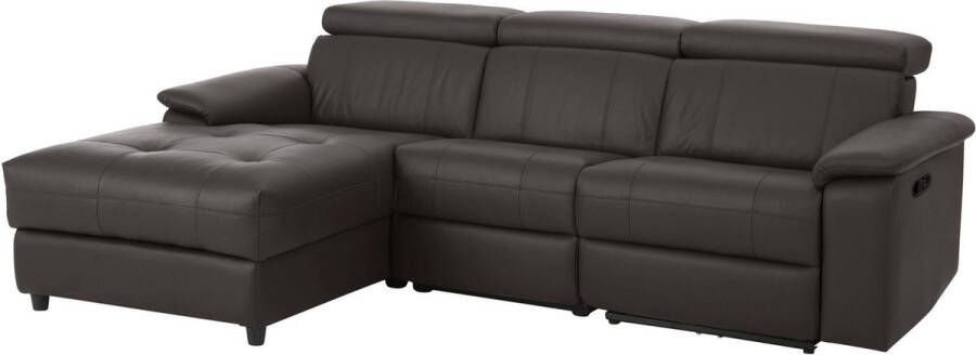 Leather PU Tanaro Chaise Lounge Sofa 3 zits links met handbediening in bruin PU