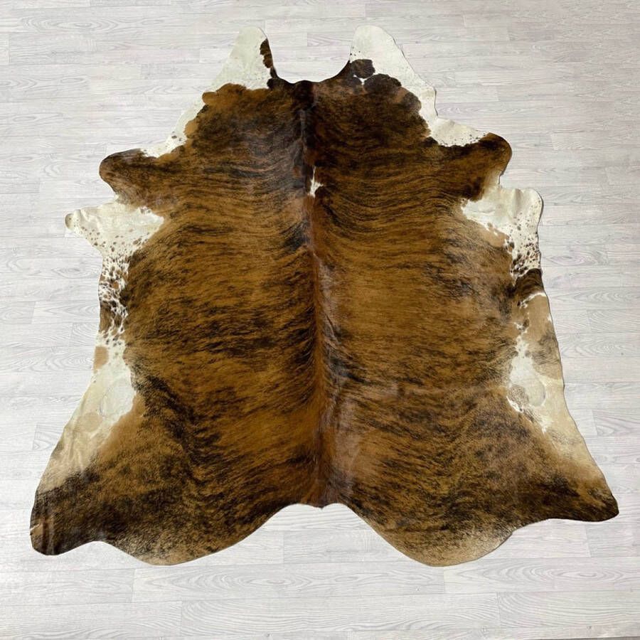 Lederstore Koeienhuid bruin zwart wit brindle 255x195cm XXL
