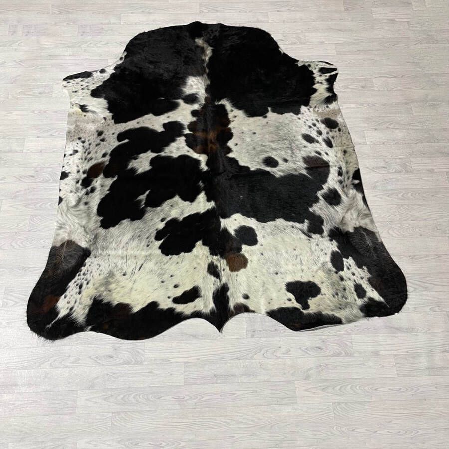 Lederstore Koeienhuid bruin zwart wit tricolor Normandier 205x190cm M L