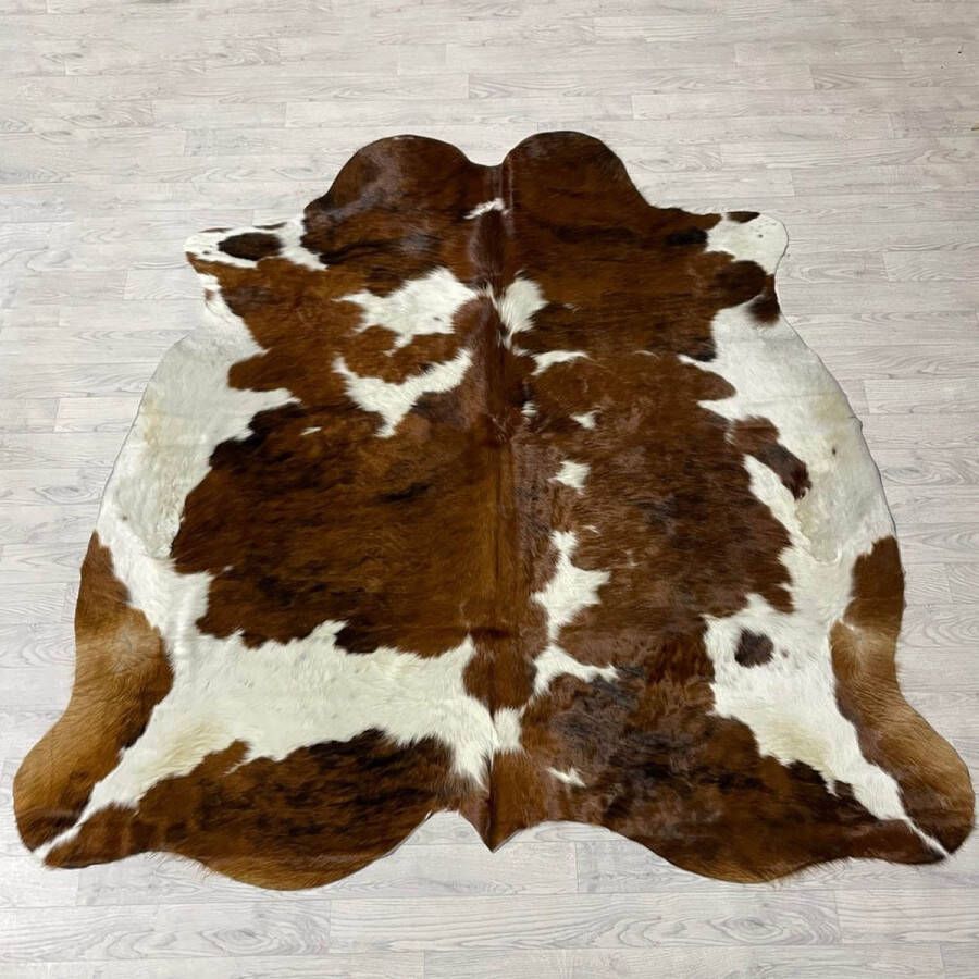 Lederstore Koeienhuid bruin zwart wit tricolor Normandier 205x200cm M L