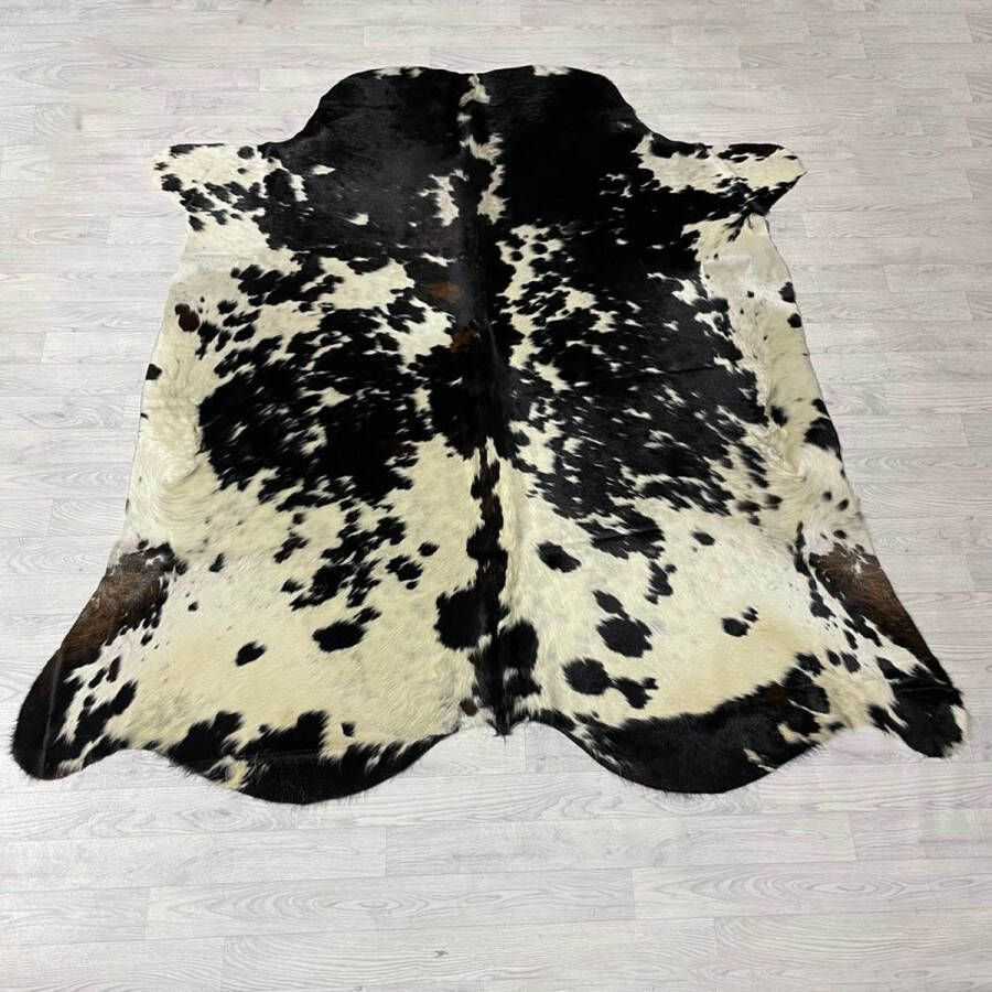 Lederstore Koeienhuid bruin zwart wit tricolor Normandier 225x210cm M L