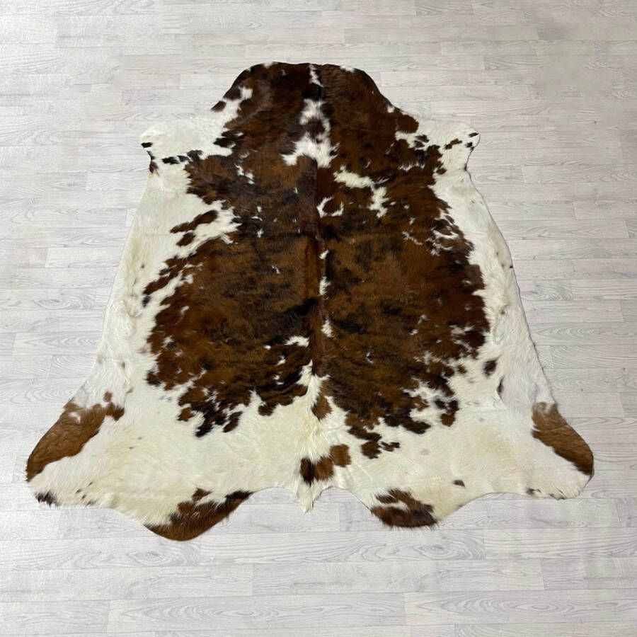 Lederstore Koeienhuid bruin zwart wit tricolor Normandier 225x210cm M L