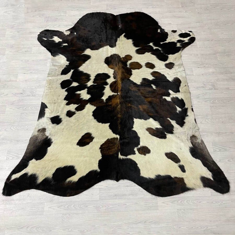 Lederstore Koeienhuid bruin zwart wit tricolor Normandier 230x205cm XL