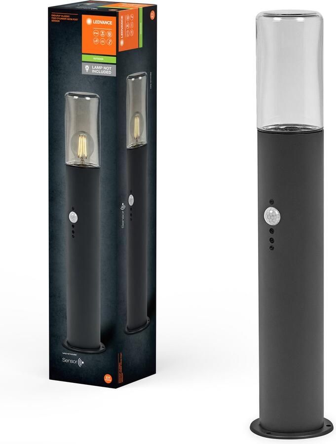 Ledvance ENDURA CLASSIC FIGO CYL buitenlantaarn wandlamp donkergrijs 49 cm edelstaal snelle en eenvoudige installatie IP44 bewegingsmelder daglichtsensor flexibel gebruik in buitenruimtes