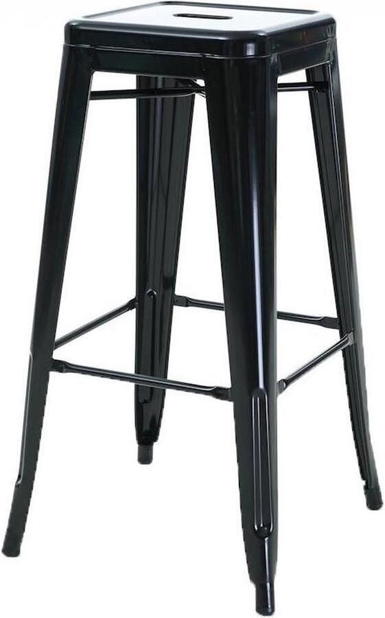 Legend Metalen barkruk zwart 77 cm hoog industrieel stapelbaar café