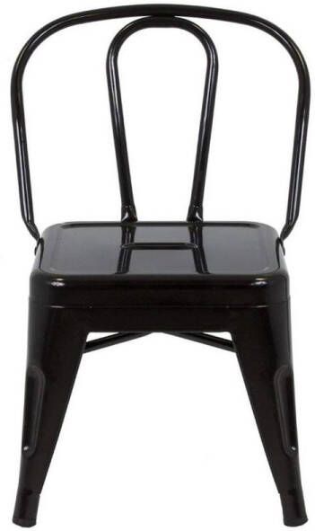 Legend Metalen Kids Krukje Zwart met Rugleuning Industrieel Stapelbaar 30 x 30 x 55 cm