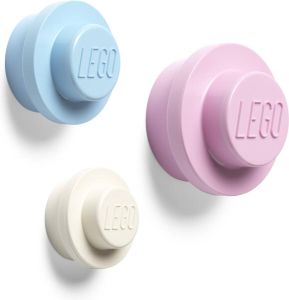 LEGO Iconic Wandknoppen Set van 3 Stuks Roze Blauw Wit Kunststof