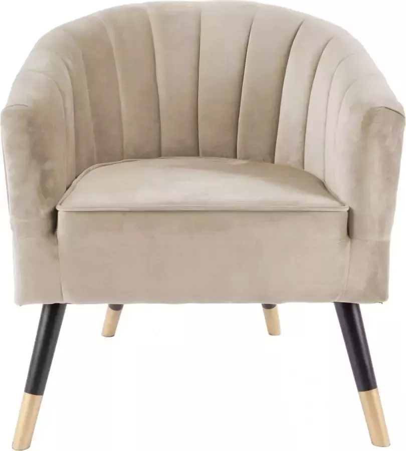 Leitmotiv fauteuil Royal 70 x 71 x 80 cm fluweel hout beige