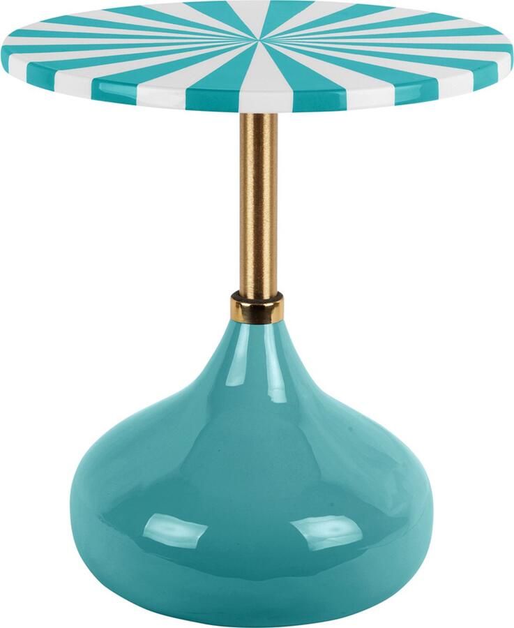 Leitmotiv Bijzettafel Candy Swirl Turquoise blue & white