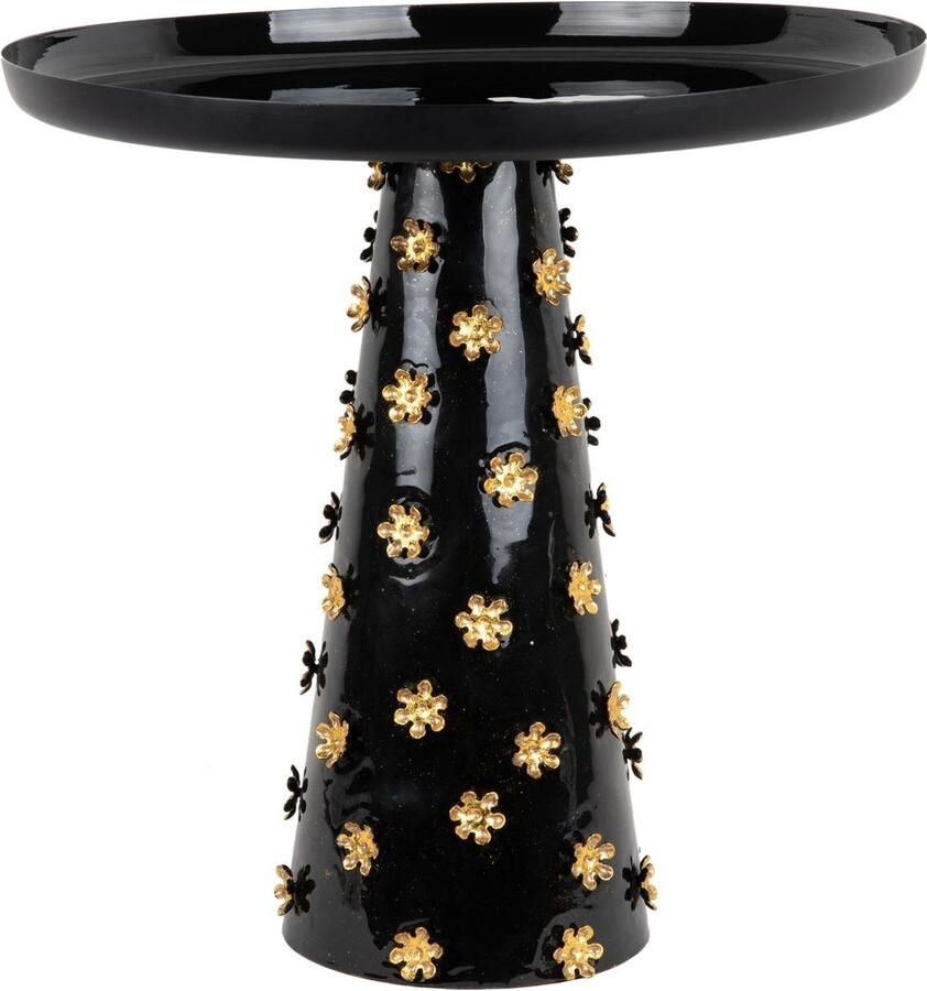 Leitmotiv Bijzettafel Golden Flowers Zwart Ø50cm Scandinavisch