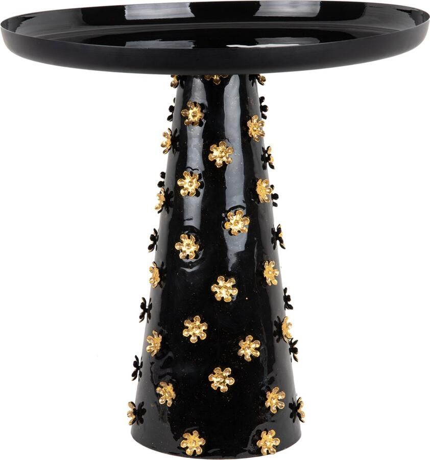Leitmotiv Bijzettafel Golden Flowers Zwart