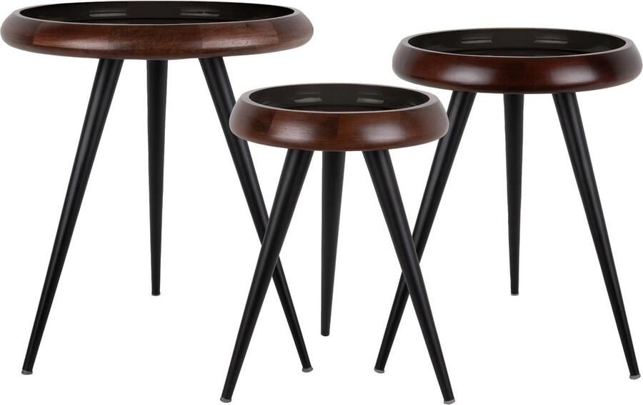 Leitmotiv Bijzettafel Tripod Zwart 33x33x46cm 41 5x41 5x54cm- 52x52x59cm Scandinavisch