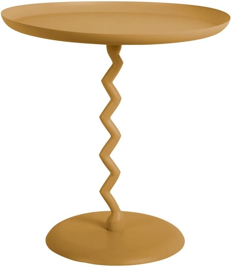 Leitmotiv Bijzettafel Zig Zag Okergeel Ø40cm Scandinavisch
