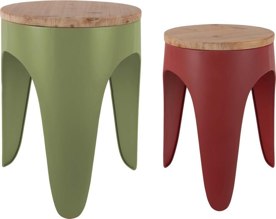 Leitmotiv Kruk Set Double Funky Army green & red ochre