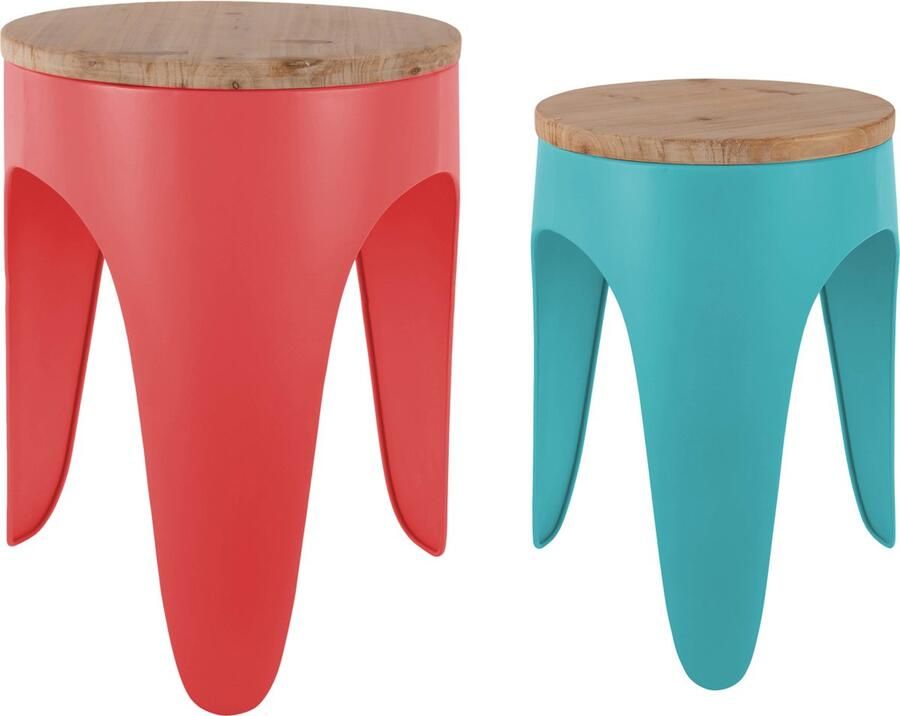 Leitmotiv Kruk Set Double Funky Scarlet red & turquoise blue