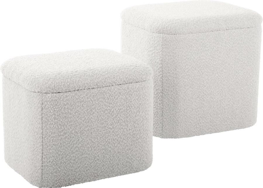 Leitmotiv Poef Ada Storage Wit 41x35x41cm Scandinavisch