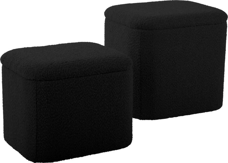 Leitmotiv Poef Ada Storage Zwart 41x35x41cm Scandinavisch