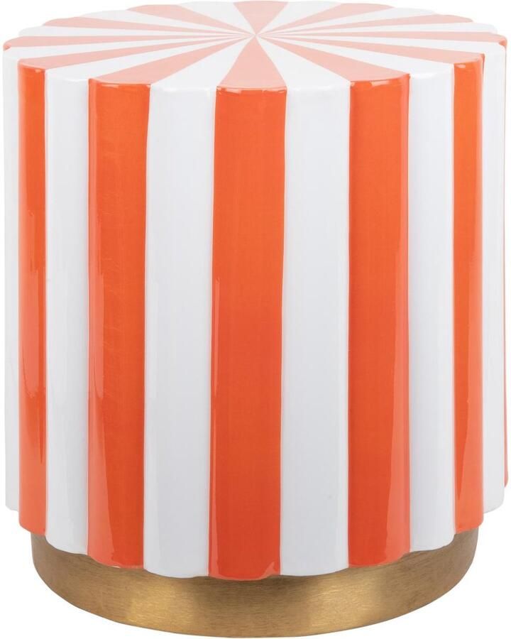 Leitmotiv Poef Candy Swirl Oranje Ø40cm Modern