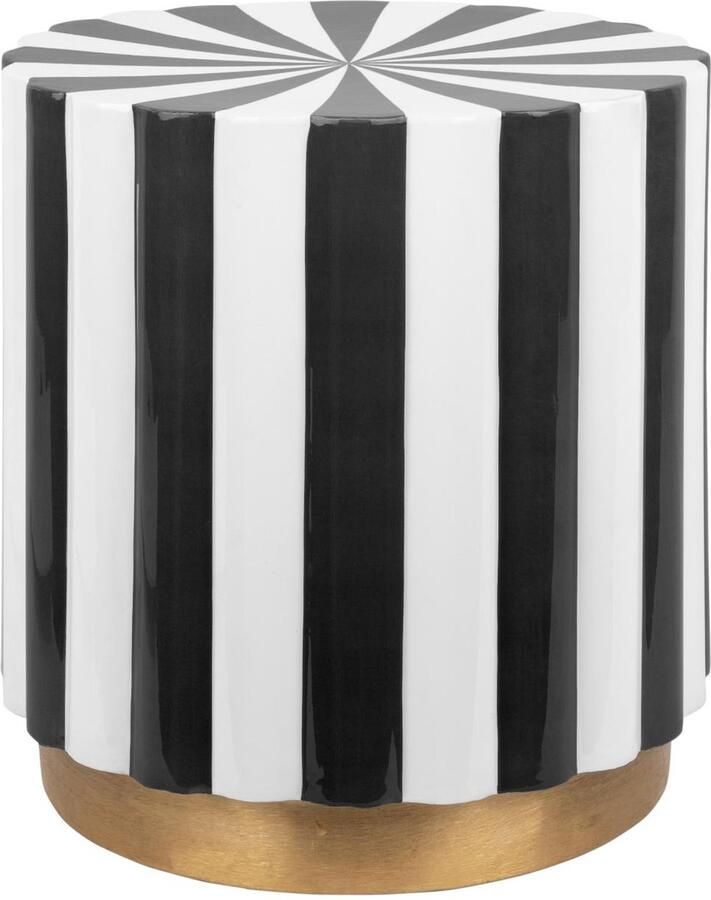 Leitmotiv Poef Candy Swirl Zwart Ø40cm Modern