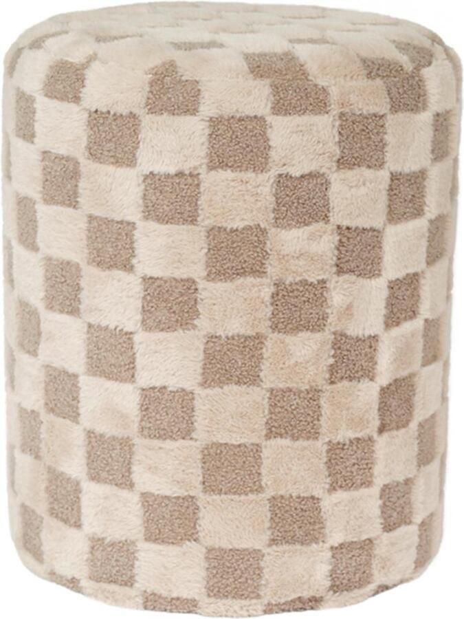 Leitmotiv Poef Checker Medium Bruin Ø36cm Scandinavisch