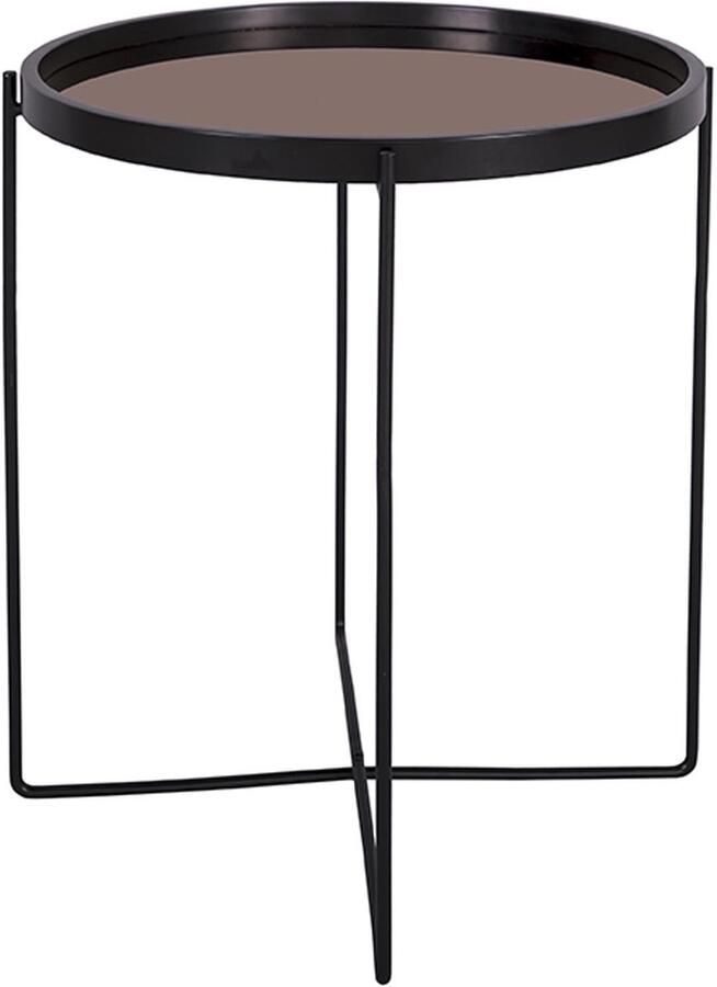 Leitmotiv Side table Polished Zwart met Koper spiegel top 50x60cm