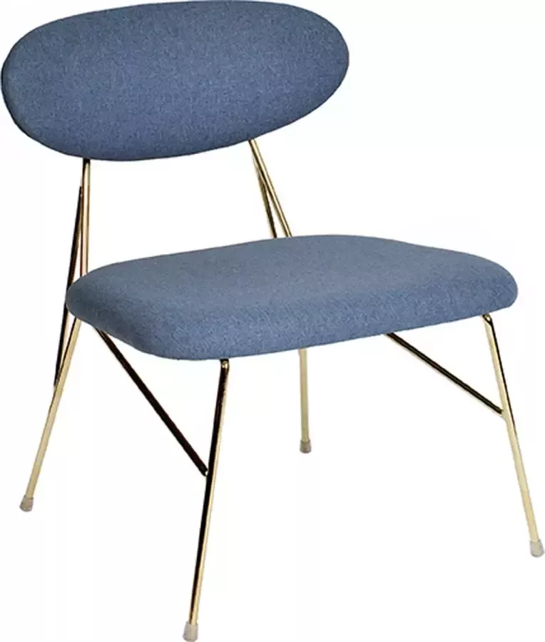Leitmotiv Lounge chair Queen Jeans Blauw Gouden poten - Foto 1