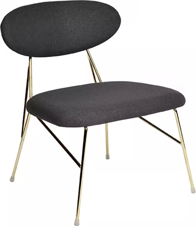 Leitmotiv Lounge chair Queen Zwart Gouden poten