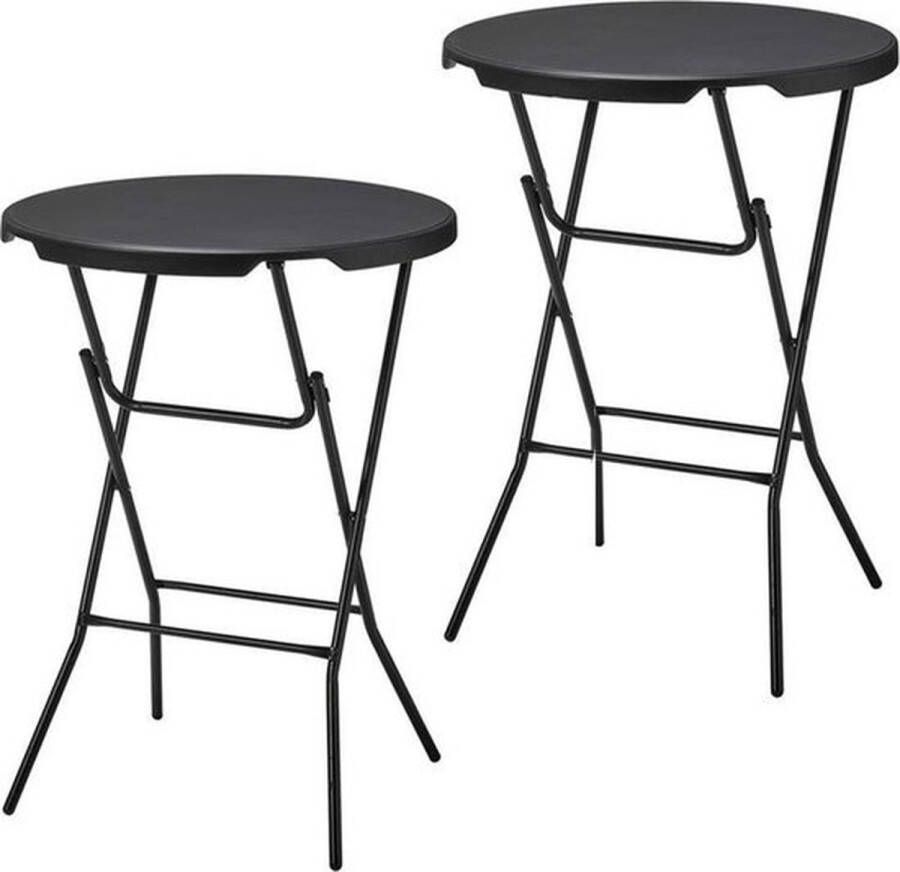 Lenx Statafel Set van 2 Zwart ø80x110 cm Inclusief 2x Zwarte Statafelrok statafels cocktailtafel hoge staan tafel staantafels staantafel partytafel