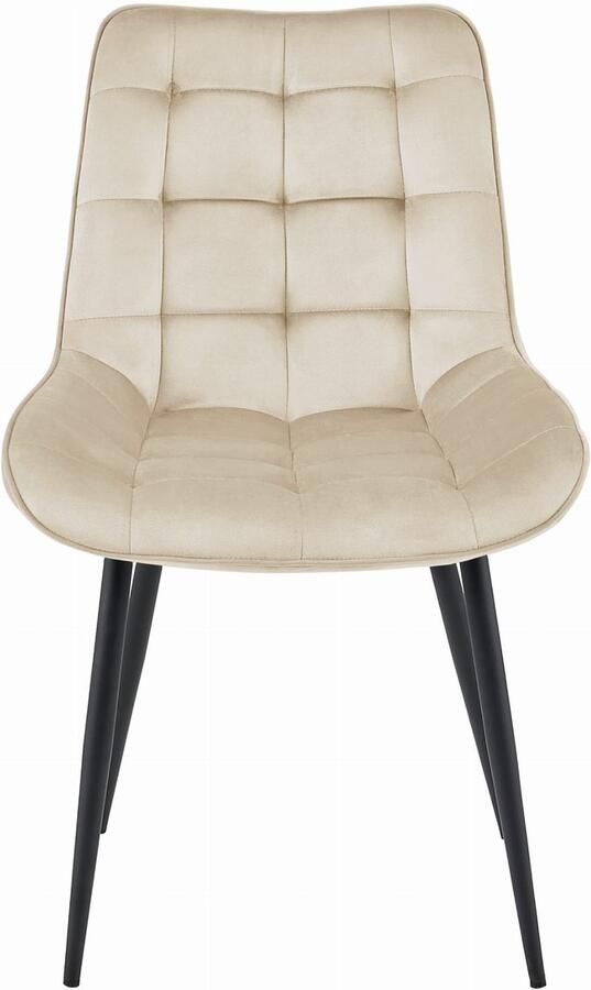 LEOBERT BERA stoel beige fluweel zwarte poten x 2