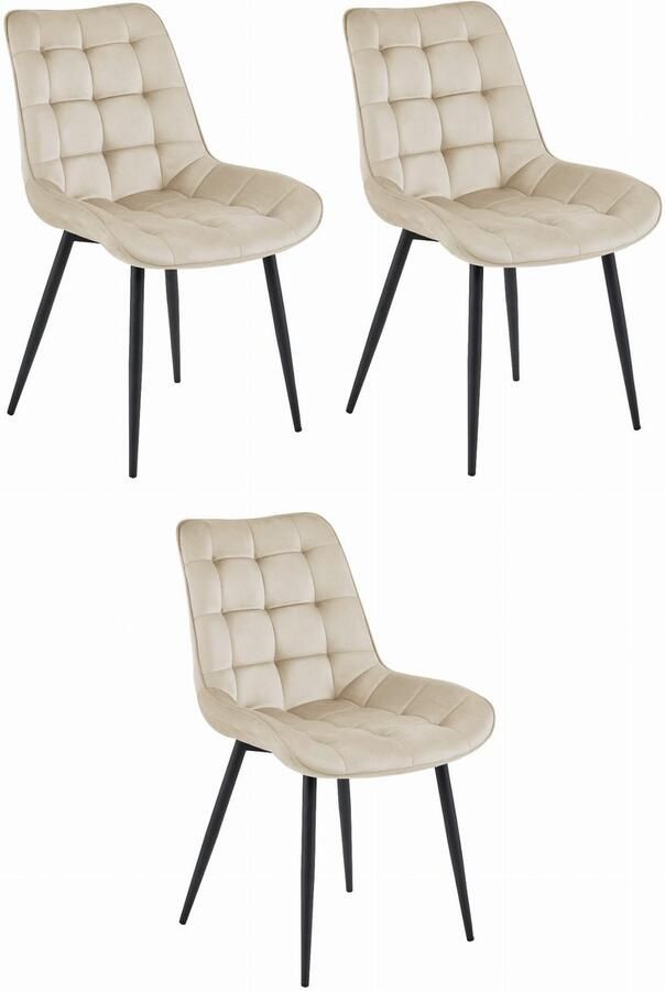 LEOBERT BERA stoel beige fluweel zwarte poten x 3