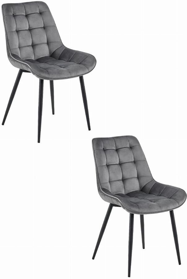 LEOBERT BERA stoel donkergrijs fluweel zwarte poten x 2